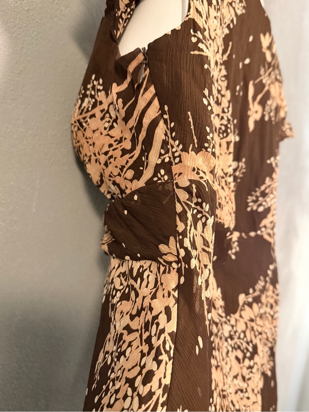 Ann Taylor 100% Silk Floral Chiffon Midi Dress (Size 0) - Picture 8 of 10